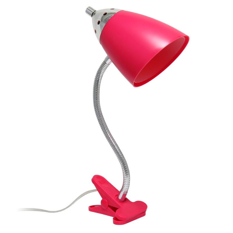 Simple Designs LD2001-PNK Flossy Flexible Gooseneck Desk Lamp Clip Light, for Desks, Nightstands, Reading, Pink - Image 1